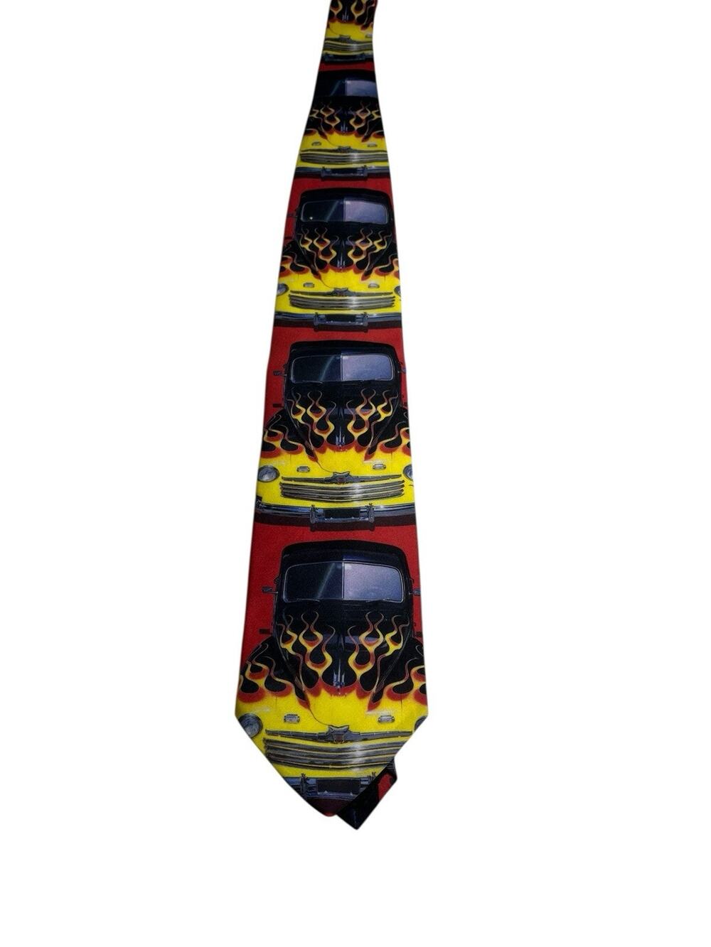 Vintage 1998 Ralph Marlin Flame Job Hot Rod Magazine Novelty Neck Tie  UNIQUE
